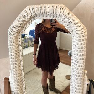 Free People Burgundy Lace Dress